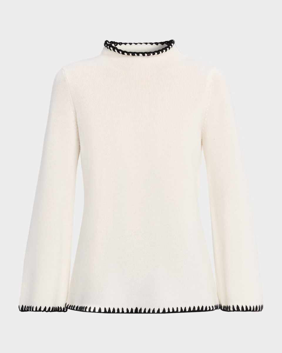 The Loren Cashmere Whipstitched Funnel-Neck Sweat